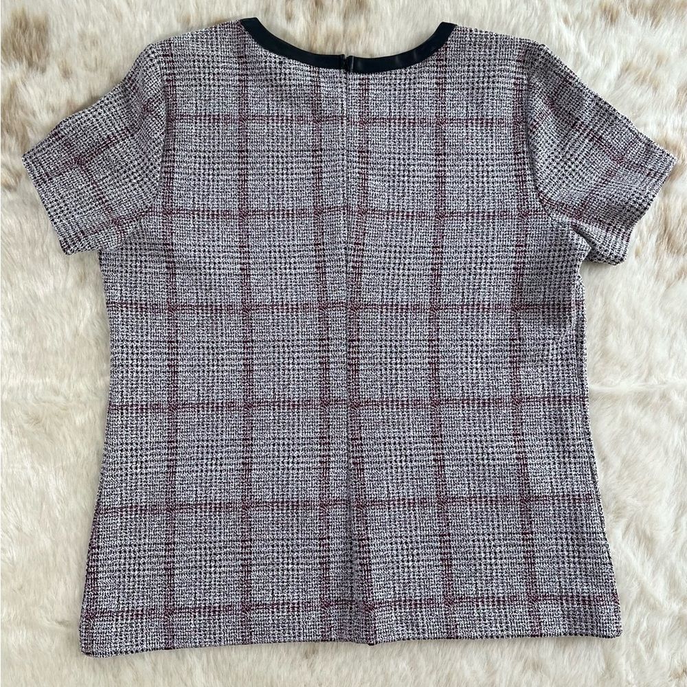 Ann Taylor Petite Plaid Short Sleeve Blouse - Picture 6 of 6